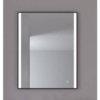 Loevschall spejl nyborg 60x75cm slank sort aluramme og lys i begge sider