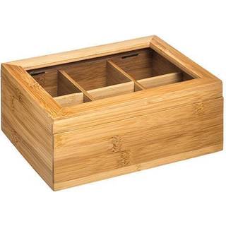 Teboks i bambus med 6 eller 12 rum - Natur - 22cm x 16cm x 9cm - Adeline