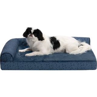 Furhaven ortop?disk hundeseng til medium/ sm? hunde m/ aftagelige bolstre og vaskbart d?kning til hunde op til 35 lbs - plys og mandelprint L -fo