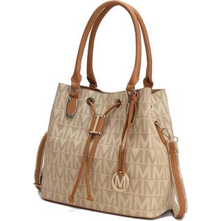 MKF Collection Shoulder Taske til kvinder Pu l?der lommebog Toph?ndtag CrossBody Purse Tote Satchel H?ndtaske Beige