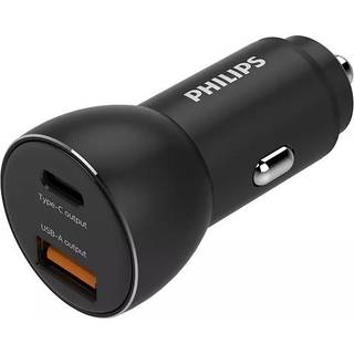 Philips USB fast-charge lader til cigarstik USB-A+C, sort, 36W