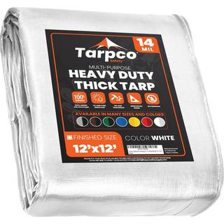 Tarpco Safety Extra Heavy Duty 14 MIL TARP D?KNING Vandt?t UV -resistent RIP og t?re Proof Poly Tarpaulin med forst?rkede kanter til tagcamping P