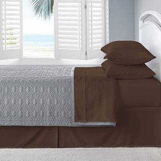 Cathay Home Essentials ultra bl?d hypoallergenisk rynkebestandig dobbelt b?rstet mikrofiber senget?j ark s?t brunt dobbelt xl