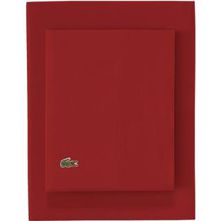 LACOSTE 100% bomuld Percale Solid ark S?t ?ndbar k?ling og hotelkvalitetsark-Deep Pocket Easy Fit Oeko-Tex Certified Chili Pepper King