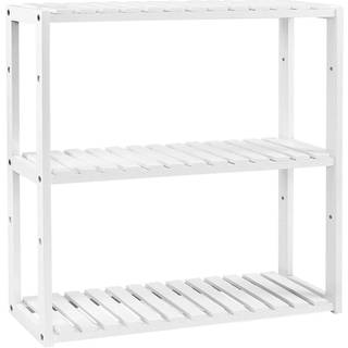 Songmics BCB13W bambushylde, højdejusterbar, 3 lagshylde, 60 x 15 x 54 cm, til badeværelse, væg, køkken, bøger, hvid