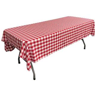 La Linned Polyester Gingham rutet 60 med 108-tommer rektangul?r duge hvid og r?d