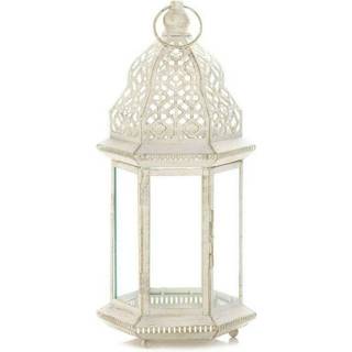 Sublime Distressed White Large Lantern 16 """"