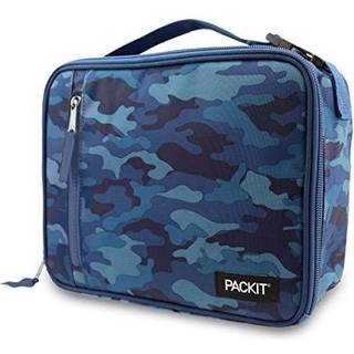 Packit Freezable Classic frokostboks Bl? camo bygget med Ecofreeze -teknologi sammenfoldelig genanvendelig lynl?s lukning med lynl?s frontlomme o