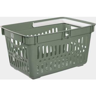Kundekurv / opbevaringskurv i plast Nordiska Plast My Own ECO, khaki grøn/hvid, 480 mm x 330 mm x 250 mm, 27 liter