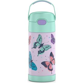THERMOS FUNTAINER Vandflaske med halm - 12 ounce sommerfugl vanvid - børn rustfrit stål vakuum isoleret vandflaske med låg