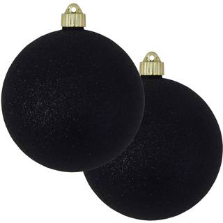 Jul af Krebs [2 Pack] Black Glitter 6 """" (150 mm) Ornament Kommerciel kvalitet indendørs udendørs knustproof plast vandafvisende kuglepynt dekora