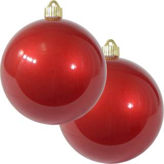 Jul av Krebs 6 """" (150mm) Candy Red [2 stycken] Extra stor solid överdimensionerad enorm stor stor utomhusplast UV -bollprydnad hängande träddeko