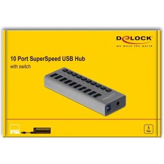 Delock USB 3.0 hub - 10 vejs + Switch