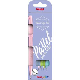 Pentel Fineliner SES15P-4 Brush Sign Pen PASTEL, sæt a 4 stk