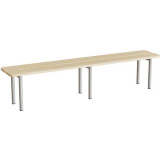 Siddebænk Pausa 550, 2000 mm, birk laminat, alugråt stel