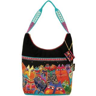 Laurel Burch Medium Scoop Tote Zipper Top 14 """" X3.5 """" X12.25 """"-Fantasticats Multicolor