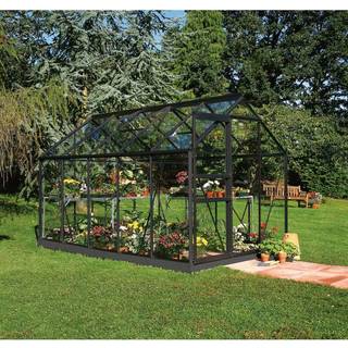 Halls Popular 106 drivhus 6,2 m², sort, 3 mm glas