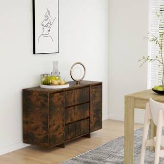 skænk med 3 skuffer 120x41x75 cm konstrueret træ røget egetræ