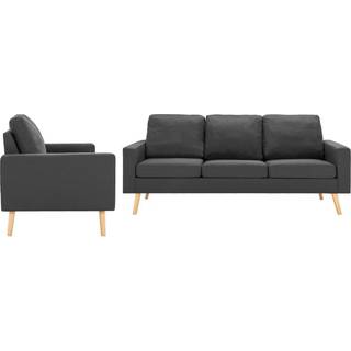 sofasæt 2 dele stof mørkegrå