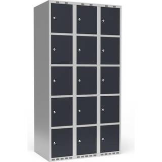 Garderobeskab 3x300 mm Lige tag 5 rum i højden Antracit dør Cylinderlås