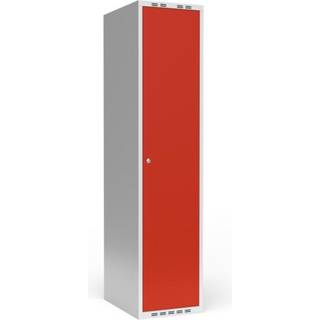 Garderobeskab 1x400 mm Lige tag 1 rum i højden Rød dør Cylinderlås