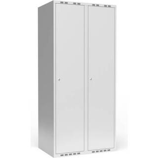 Garderobeskab 2x400 mm m/lige tag, 1 rum i højden og lys grå dør m/cylinderlås