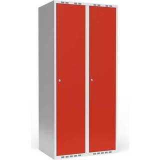 Garderobeskab 2x400 mm Lige tag 1 rum i højden Rød dør Cylinderlås