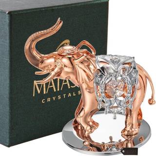 Matashi Elephant Ornament med roseguld og sølvbelagt - Krystaller Studdet bordplade Desktop - Feng Shui Gave til mors dag jubilæum hjemmekontor d