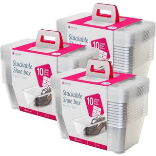 Livshistorie 6 liter sko tilbehør og skab plast opbevaringsboks Multi-purpose LIDDED Stabling Tote-containere Clear (30 Pack)