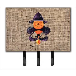 """" Caroline's Treasures 8748th68 Halloween Pumpkin Bat Fleur de Lis Leash Holder eller Key Hook Large Multicolor """"