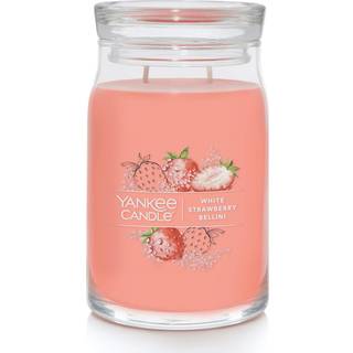 Yankee Candle White Strawberry Bellini Duftende signatur 20 oz stor krukke 2-wick stearinlys over 60 timers forbr?ndingstid
