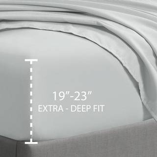 Cathay Home Full Fitted Sheet - Dobbelt børstet Ultra Soft - Wrinkle & Fade Resistant - 21 """" Ekstra dyb lomme monteret ark - god pasform til 19