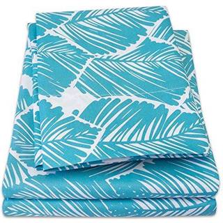 1500 Supreme Collection Extra Soft Tropical Leaf Teal Pattern Sheet Set - Luxury Bed Sheets Set med Deep Pocket Wrinkle Gratis sengetøj Trykt møn