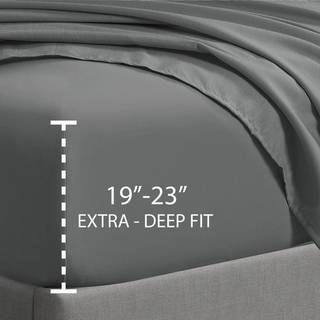 Cathay Home Full Fitted Sheet - Dobbelt børstet Ultra Soft - Wrinkle & Fade Resistant - 21 """" Ekstra dyb lomme monteret ark - God pasform til 19