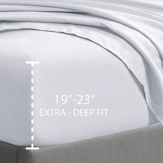 Cathay Home Full Fitted Sheet - Dobbelt børstet Ultra Soft - Wrinkle & Fade Resistant - 21 """" Ekstra dyb lomme monteret ark - god pasform til 19