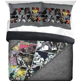 Jay Franco Star Wars Comic Queen Comforter & Sham Set - Kids Super Soft Bedding - Fade Resistent Microfiber (Official Star Wars Product)