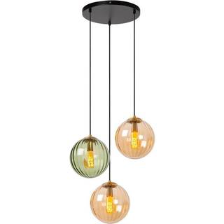 Monsaraz pendellampe, Ø 35 cm, rav/grøn, glas, E27