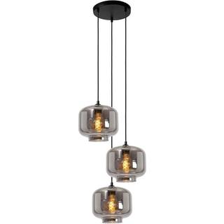 Medine pendellampe, røggrå, Ø 46 cm, glas, 3 lyskilder