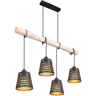 Hængelampe Ablona, længde 85 cm, sort/guldfarvet, metal