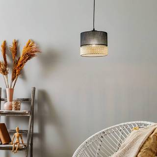 Hængelampe Paglia sort/rattan 1 lyskilde 20 cm