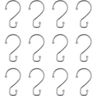 Bath Bliss 12 Pack S-Hook duschgardinringar | Badrum | Metall S -formade krokar | Lätt glid | Lätt att installera | Häng muggar pannor handdukar