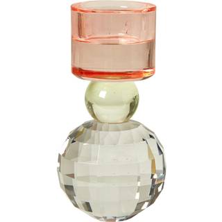 Noa lysestage glas - rosa/grå