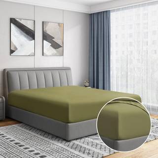 Cathay Home Luksus rynke- og falmebestandig dobbeltbrstet ultrabldt mikrofiber 14-tommer standardlomme enkelt monteret ark Sage Twin