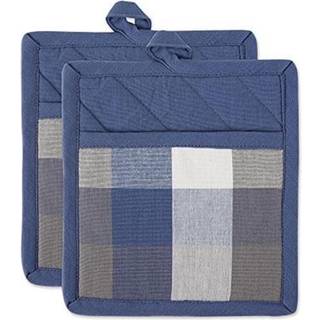 DII French Blue Tri Color Check Vittowle (Sæt på 3)