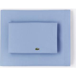 Lacoste 100% bomuld Percale Solid ark S?t ?ndbar k?ling og hotelkvalitetsark-Deep Pocket Easy-Fit Oeko-Tex Certified Allure Blue Twin
