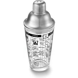 Outset glas cocktail shaker trykt med drikkeopskrifter 12 ounce rustfrit st?l sil l?g