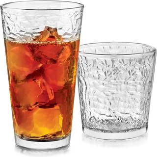 Libbey Yucatan Tumbler og Rock Glasses Drinking Set Teksturerede drikkebriller S?t med 16 alle form?l Glasskopper, der er indstillet til begivenh