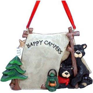 Glade campister sorte bj?rne i campingtelt juletr? ornament adler w1484