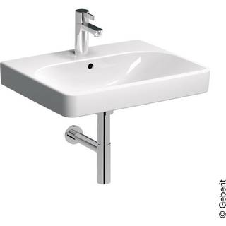 Geberit Smyle Square håndvask: B=60cm, T=48cm, Hanehul=Midtpå, Overløb=Synlig, Hvid
