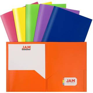 Jampapirplast 2 Pocket Pop -mapper - Holdbare skolemapper - Assorterede prim?rfarver - 6/pakke
